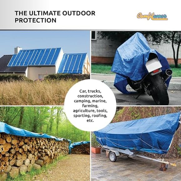 Comfitwear MT-812 8' x 12' Poly Tarp Cover, Waterproof Shelter Camping RV Boat - Picture 7 of 7